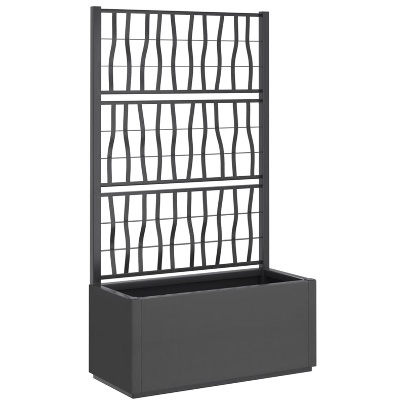 Load image into Gallery viewer, Vidaxl plantenbak met latwerk 80x36x140 cm polypropeen donkergrijs
