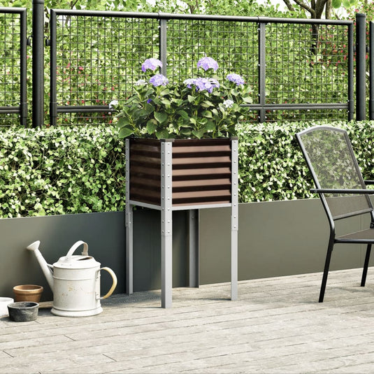 Vidaxl plantenbak bruin 45x45x88 cm staal
