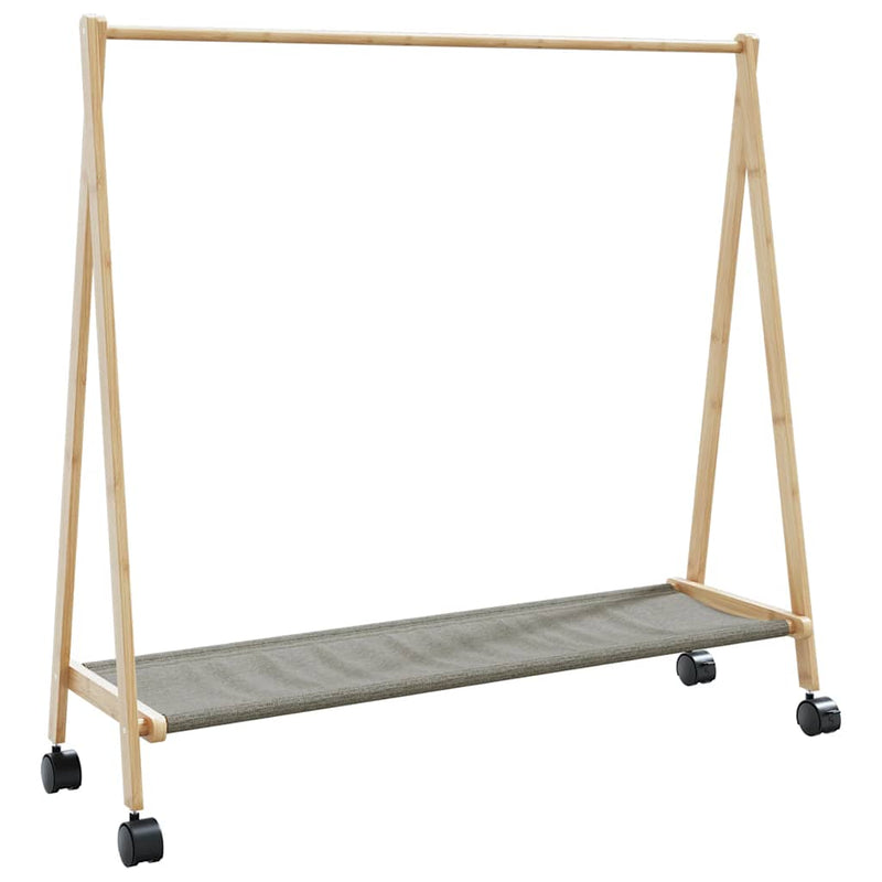 Load image into Gallery viewer, Vidaxl kledingrek met schappen en wielen 106x34x106,5 cm bamboe
