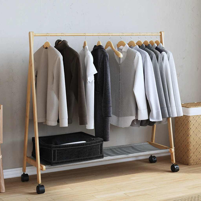 Load image into Gallery viewer, Vidaxl kledingrek met schappen en wielen 106x34x106,5 cm bamboe
