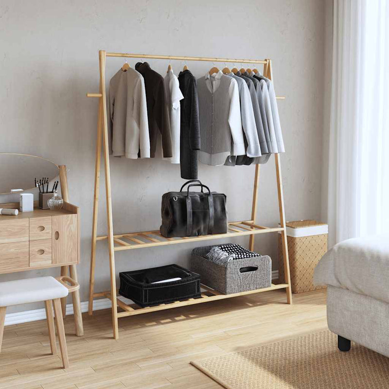Load image into Gallery viewer, Vidaxl kledingrek met schappen 132x45,5x150,5 cm bamboe
