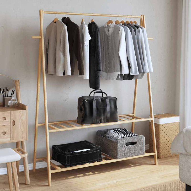 Load image into Gallery viewer, Vidaxl kledingrek met schappen 132x45,5x150,5 cm bamboe
