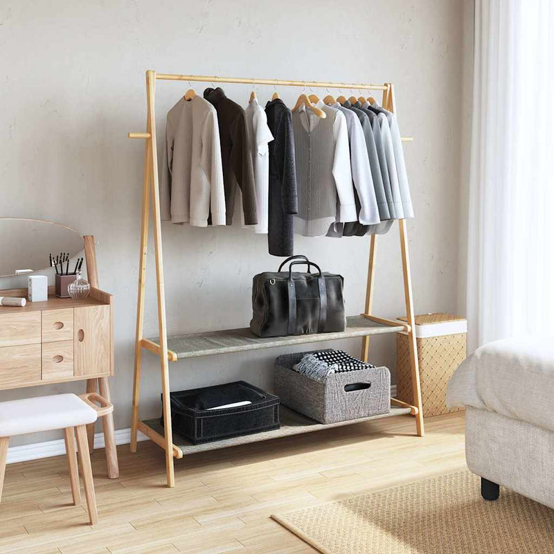 Load image into Gallery viewer, Vidaxl kledingrek met schappen 132x45,5x150,5 cm bamboe
