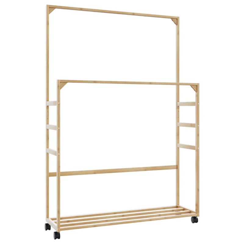 Load image into Gallery viewer, Vidaxl kledingrek met schappen en wielen 90x35x155 cm bamboe
