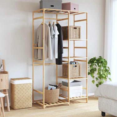 Vidaxl kledingrek met schappen 100x50x184,5 cm bamboe