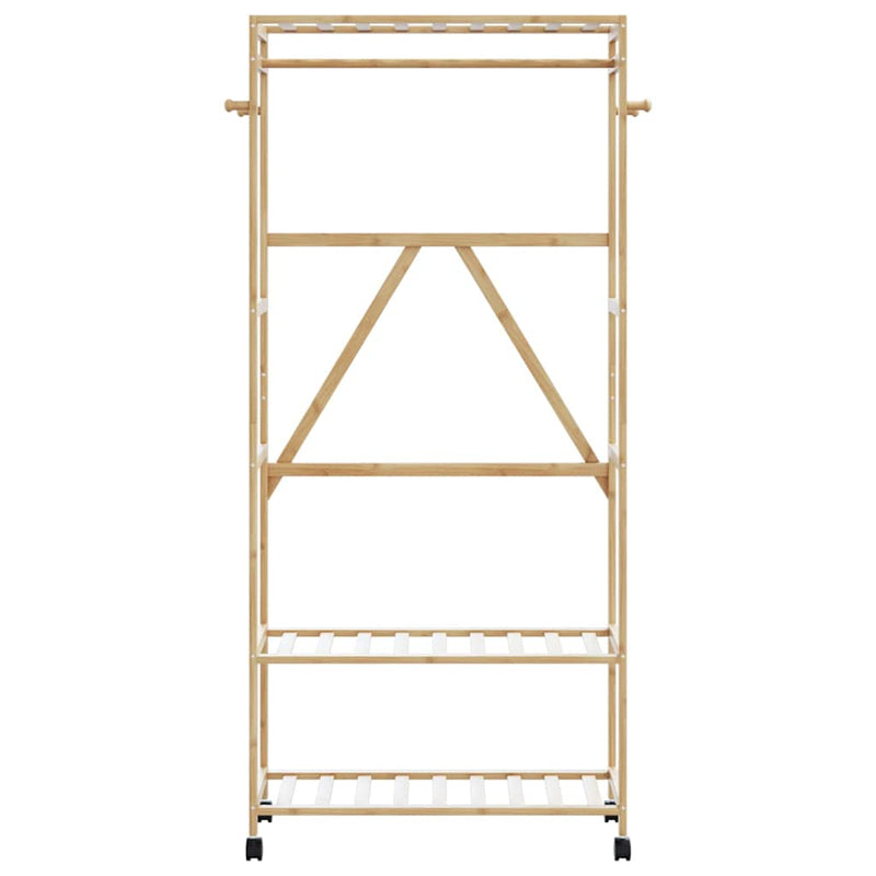 Load image into Gallery viewer, Vidaxl kledingrek met schappen en wielen 90x40x179,5 cm bamboe
