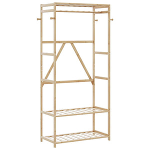 Vidaxl kledingrek met schappen 80x40x175 cm bamboe