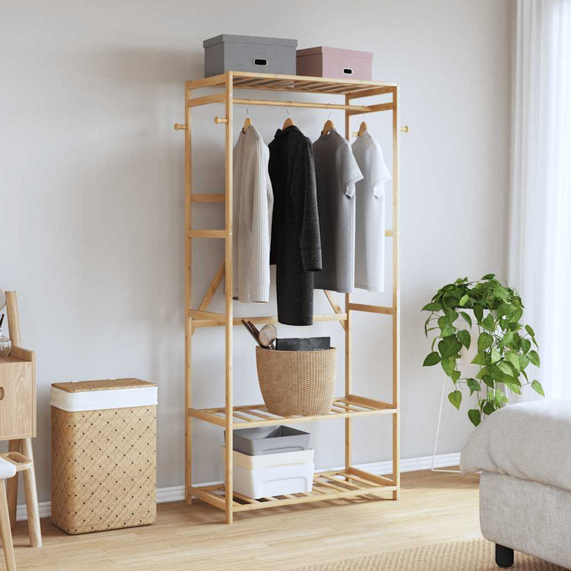 Load image into Gallery viewer, Vidaxl kledingrek met schappen 80x40x175 cm bamboe
