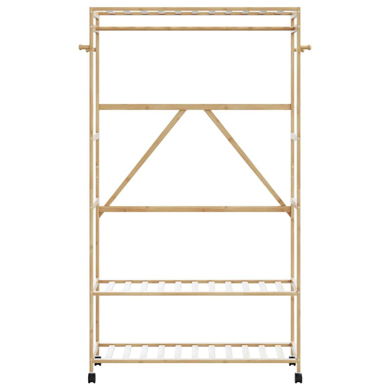 Load image into Gallery viewer, Vidaxl kledingrek met schappen en wielen 110x40x180 cm bamboe
