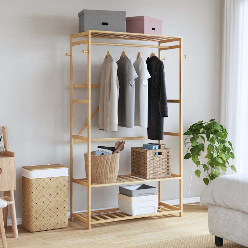 Load image into Gallery viewer, Vidaxl kledingrek met schappen 110x40x175 cm bamboe
