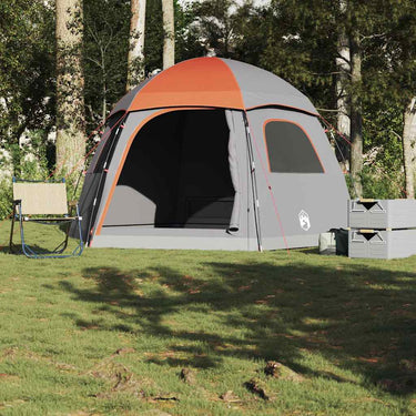 Vidaxl familietent iglo 6-persoons waterdicht grijs en oranje