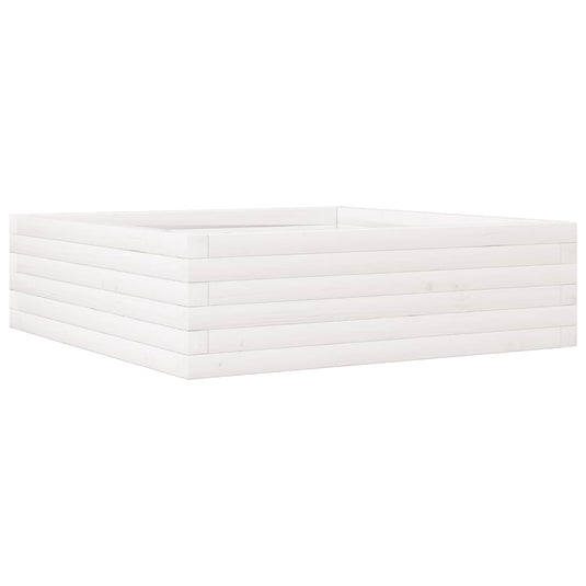Vidaxl plantenbak 80x80x23 cm massief grenenhout wit