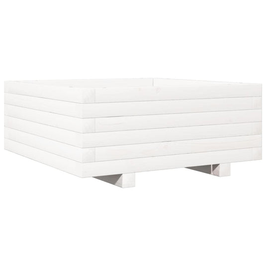 Vidaxl plantenbak 60x60x26,5 cm massief grenenhout wit