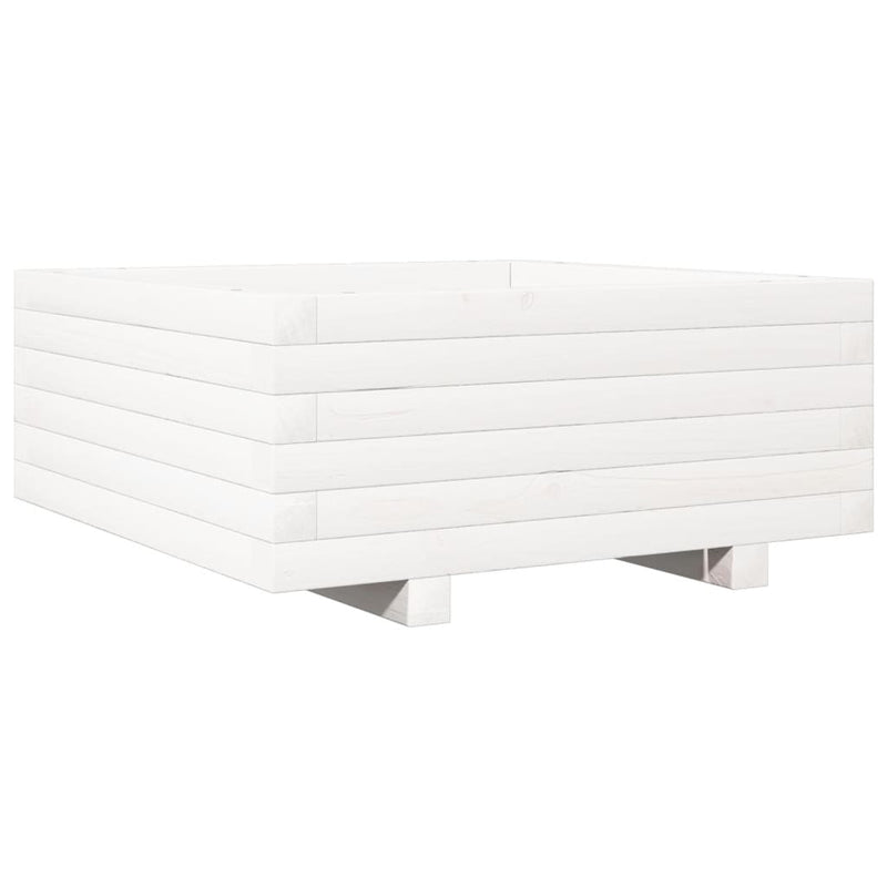 Load image into Gallery viewer, Vidaxl plantenbak 60x60x26,5 cm massief grenenhout wit
