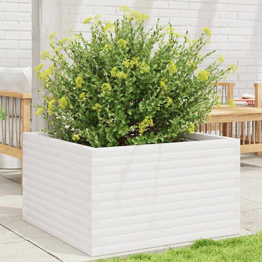 Vidaxl plantenbak 80x80x46 cm massief grenenhout wit
