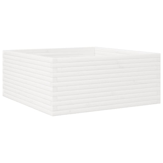 VidaXL Plantenbak 110x110x46 cm massief grenenhout wit