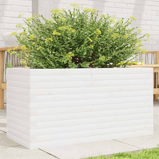 Vidaxl plantenbak 90x40x46 cm massief grenenhout wit