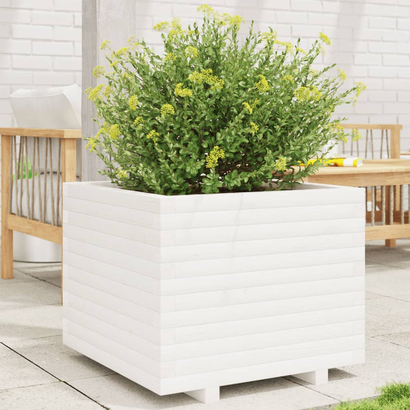Load image into Gallery viewer, Vidaxl plantenbak 60x60x49,5 cm massief grenenhout wit
