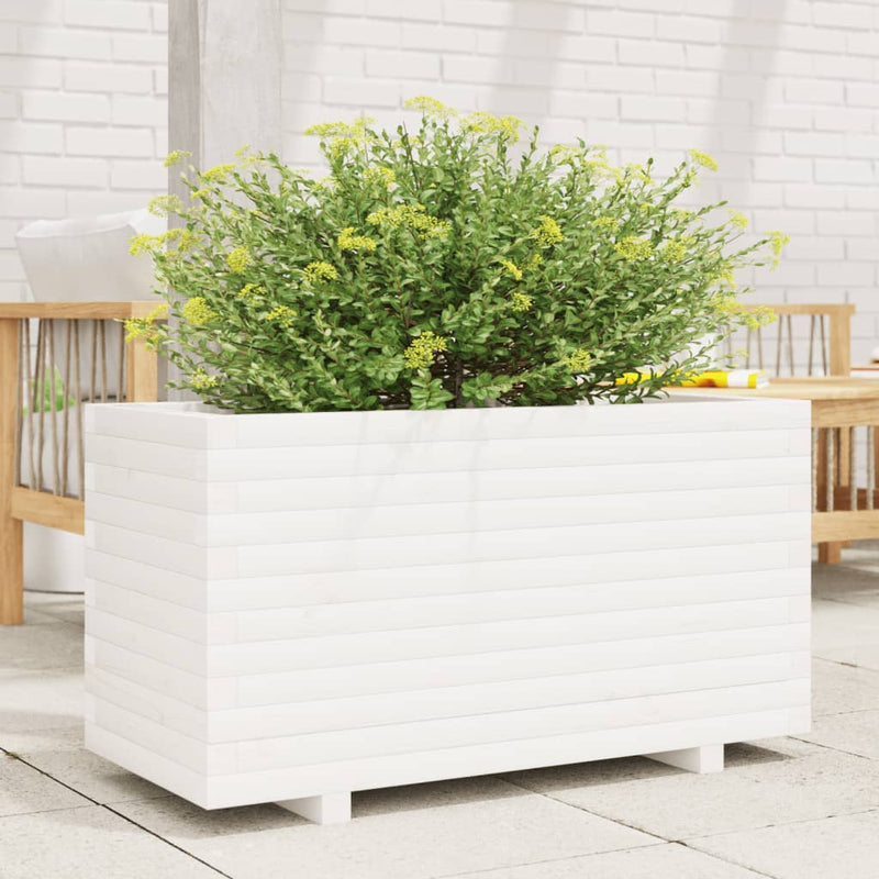 Load image into Gallery viewer, Vidaxl plantenbak 90x40x49,5 cm massief grenenhout wit
