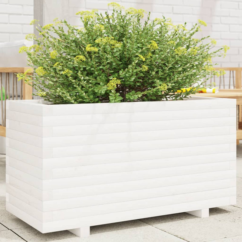 Load image into Gallery viewer, Vidaxl plantenbak 90x40x49,5 cm massief grenenhout wit
