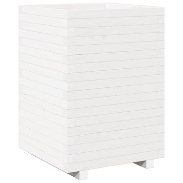 Vidaxl plantenbak 50x50x72,5 cm massief grenenhout wit