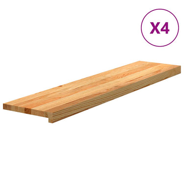 Vidaxl traptreden 4 st 110x25x2 cm massief eikenhout lichtbruin