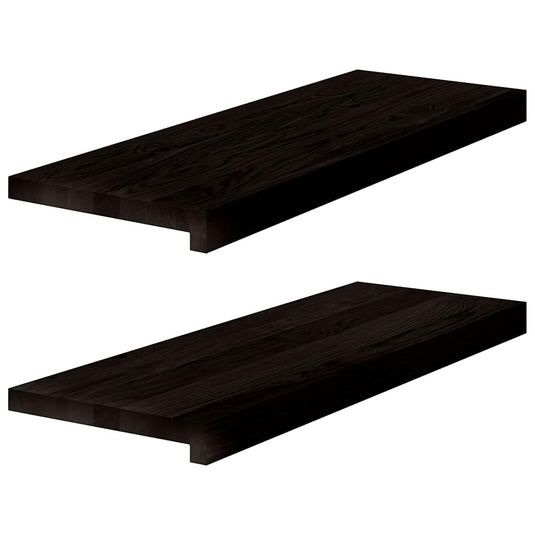 Vidaxl traptreden 2 st 70x30x2 cm massief eikenhout bruin-zwart