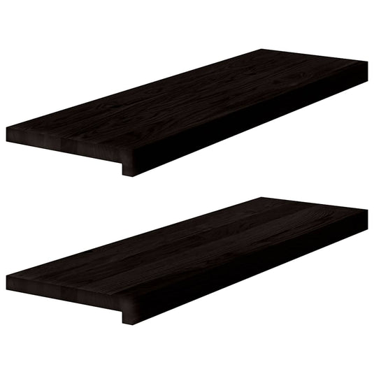 Vidaxl traptreden 2 st 80x30x2 cm massief eikenhout bruin-zwart