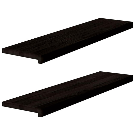 Vidaxl traptreden 2 st 100x30x2 cm massief eikenhout bruin-zwart