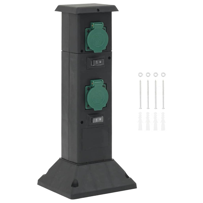 Load image into Gallery viewer, Vidaxl tuinstopcontact kolom 4-wegs 16x16x39,5 cm zwart en groen
