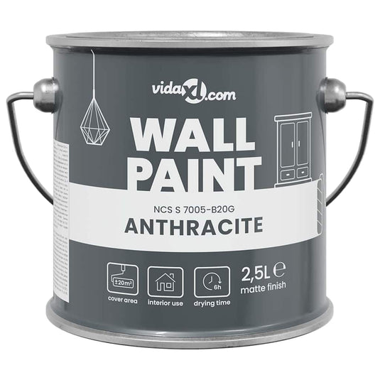 Vidaxl muurverf grijs 2,5 l wandprint