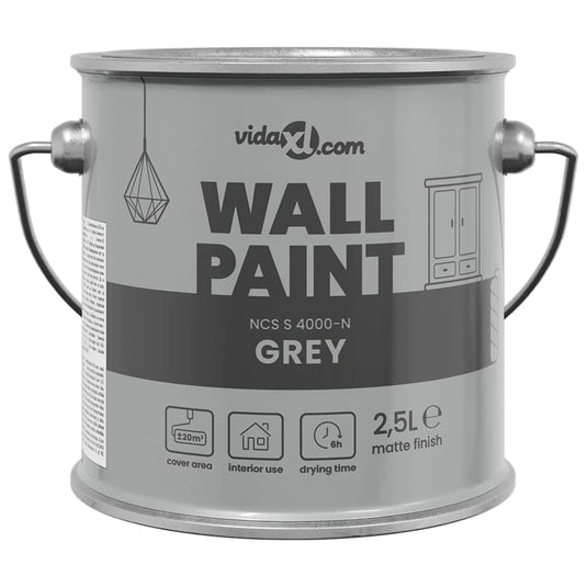Vidaxl muurverf grijs 2,5 l wandprint