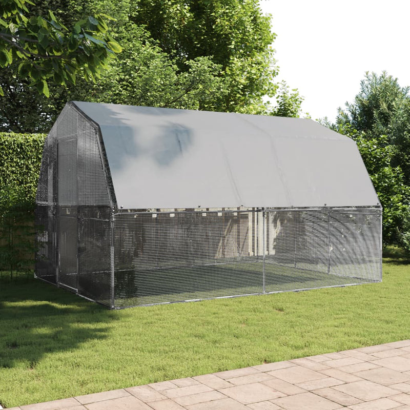 Load image into Gallery viewer, VidaXL Kippenhok met dak en deur gegalvaniseerd staal zilverkleurig
