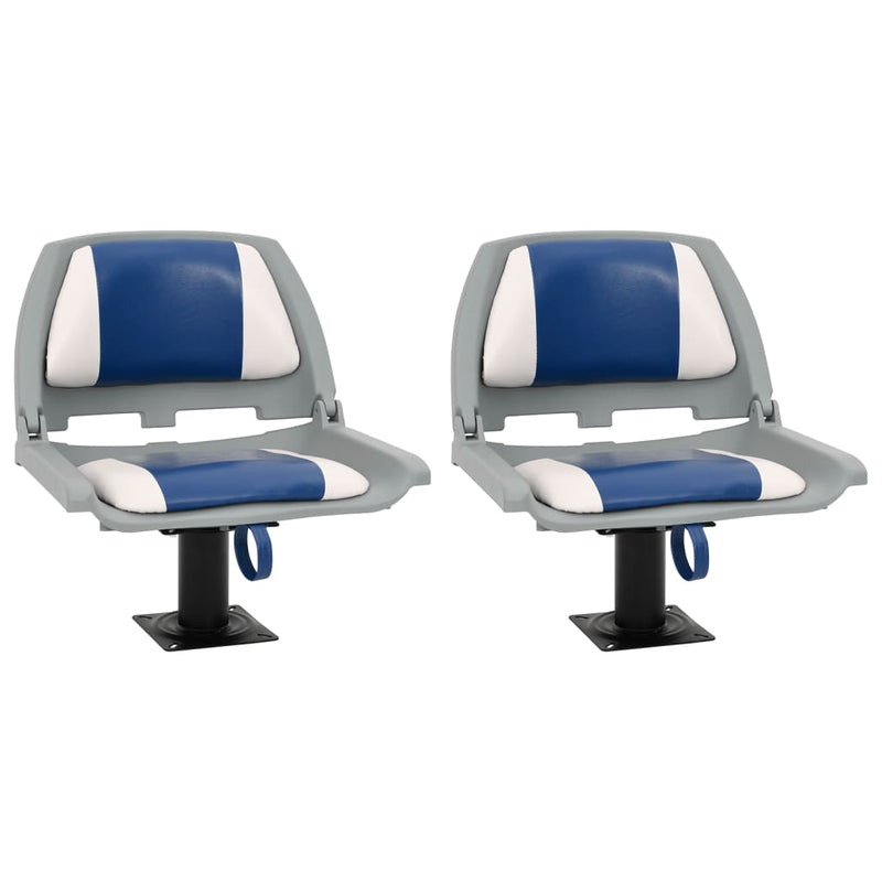 Load image into Gallery viewer, Vidaxl 4-delige bootstoelenset inklapbaar 48x51x41 cm blauw en wit
