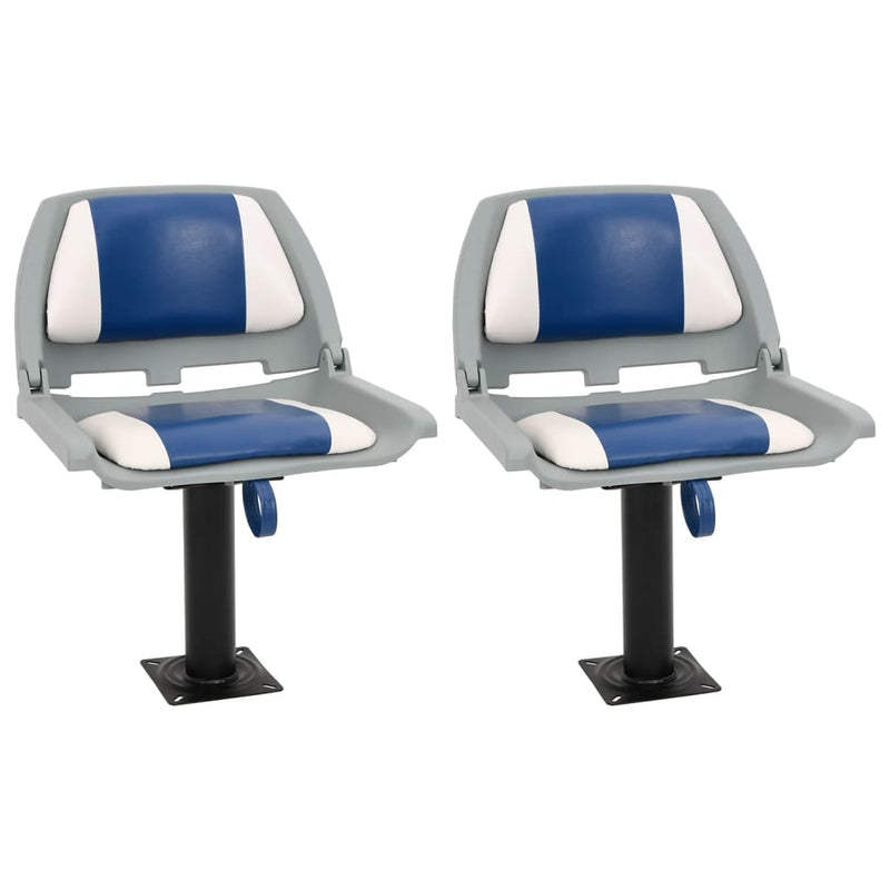 Load image into Gallery viewer, Vidaxl 4-delige bootstoelenset inklapbaar 48x51x41 cm blauw en wit
