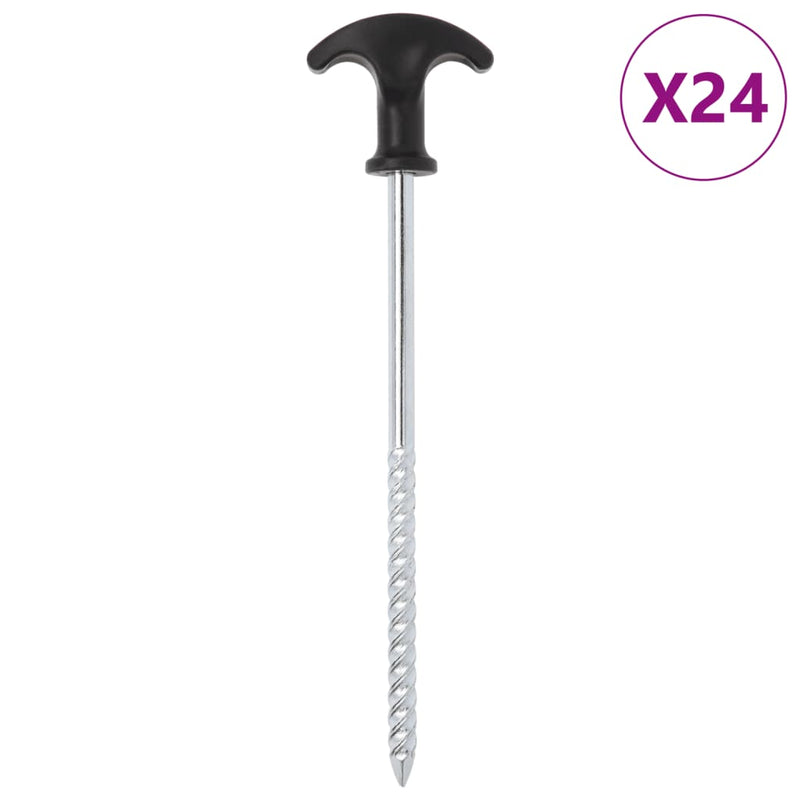 Load image into Gallery viewer, Vidaxl tentharingen 24 st ø7 mm 20 cm gegalvaniseerd staal
