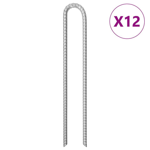 Vidaxl tentharingen 12 st u-vormig ø12 mm 41,5 cm gegalvaniseerd staal