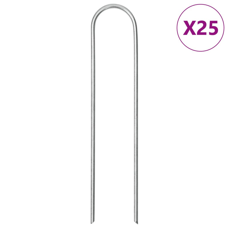 Load image into Gallery viewer, Vidaxl grondharingen 25 st u-vormig 15x3,5 cm gegalvaniseerd staal
