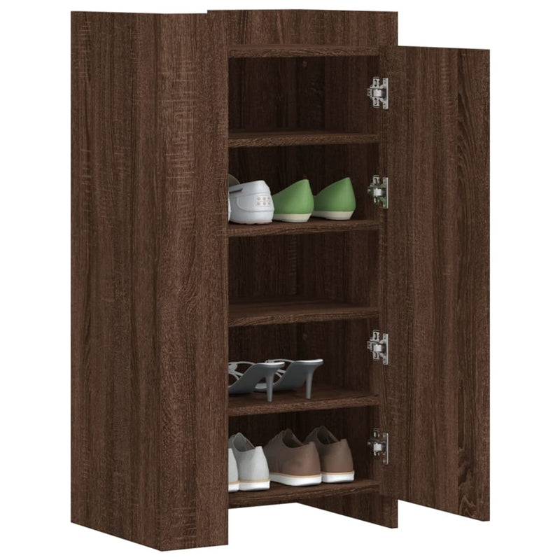 Load image into Gallery viewer, Vidaxl schoenenkast 52x37,5x100 cm bewerkt hout bruin eikenkleurig
