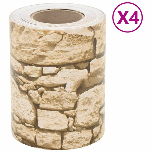 VidaXL Tuinscherm 4 st grof steenpatroon 35x0,19 m PVC grijs