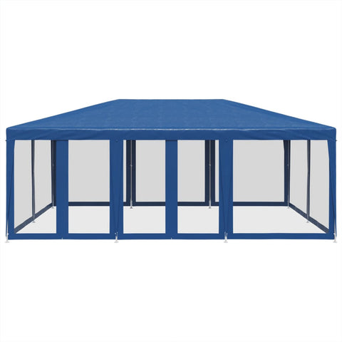 VidaXL Partytent met 10 mesh zijwanden 6x4 m HDPE blauw