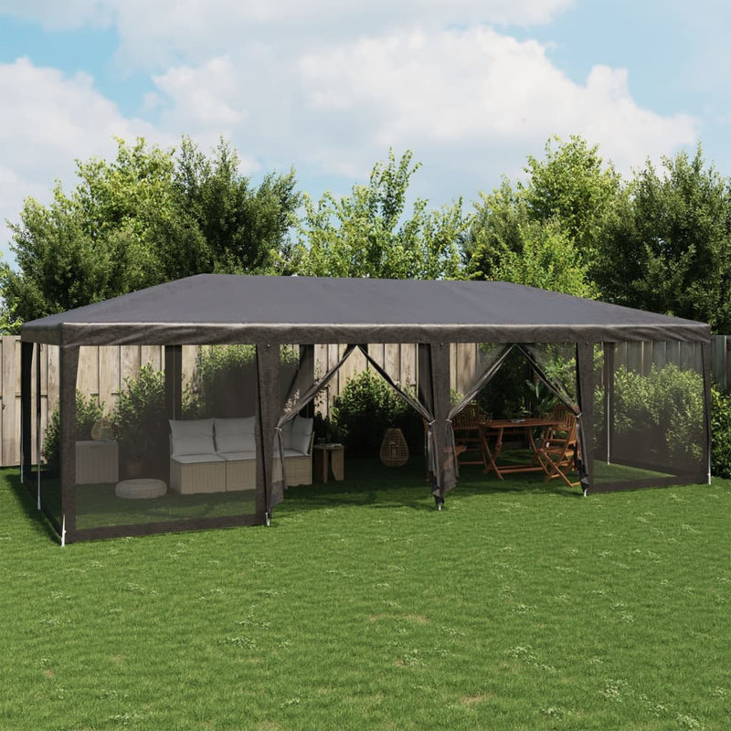 Load image into Gallery viewer, Vidaxl partytent met 12 mesh zijwanden 8x4 m hdpe antracietkleurig
