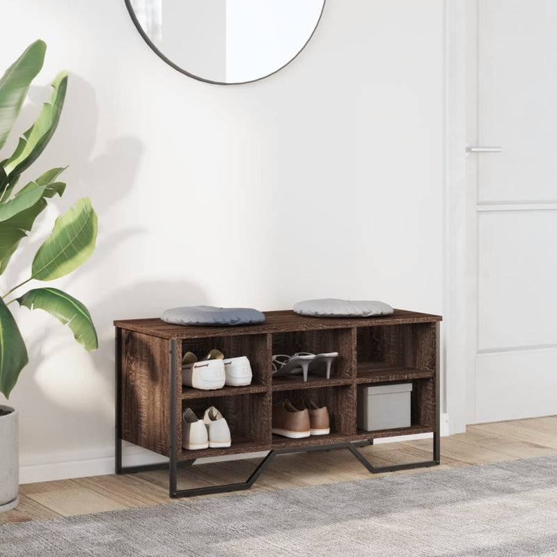 Load image into Gallery viewer, Vidaxl schoenenkast 90x38x45,5 cm bewerkt hout bruin eikenkleurig
