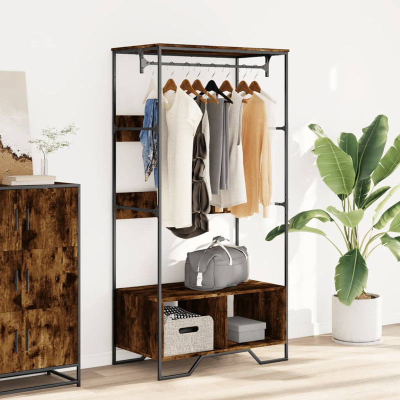 Load image into Gallery viewer, Vidaxl kledingkast 90x50x180 cm bewerkt hout gerookt eikenkleurig
