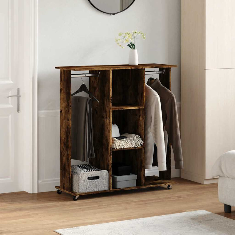 Load image into Gallery viewer, Vidaxl kledingkast met wielen 102x38x110 cm bewerkt hout gerookt eiken

