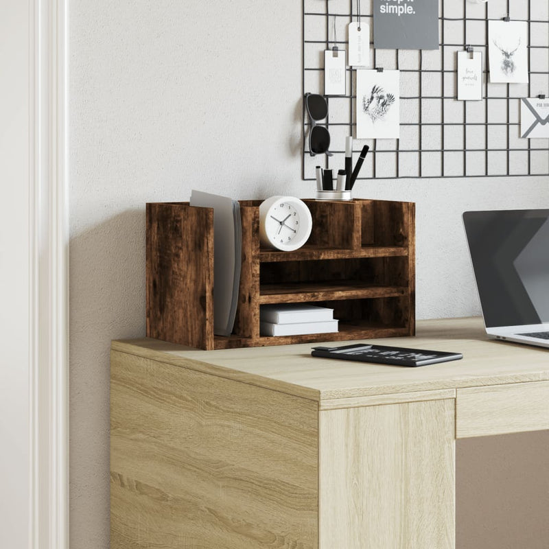 Load image into Gallery viewer, Vidaxl bureau organiser 44,5x24x25 cm bewerkt hout gerookt eikenkleur
