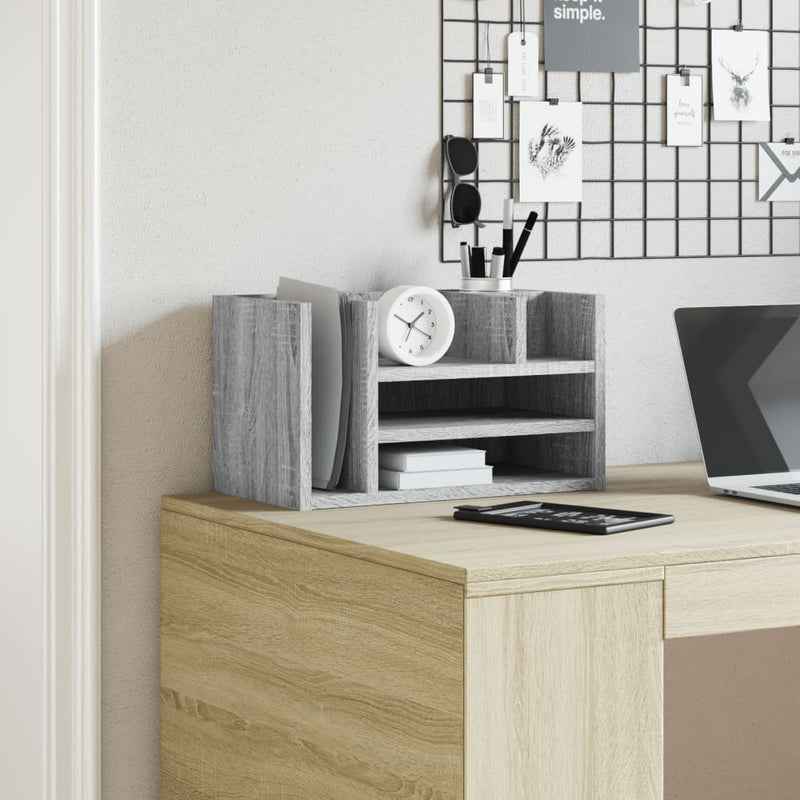 Load image into Gallery viewer, Vidaxl bureau organiser 44,5x24x25 cm bewerkt hout grijs sonoma eiken
