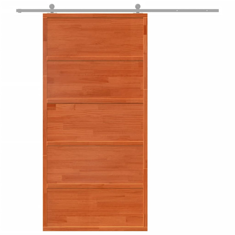 Load image into Gallery viewer, Vidaxl schuifdeur 100x208 cm massief grenenhout wasbruin
