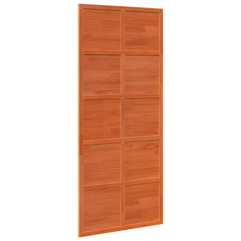Load image into Gallery viewer, Vidaxl schuifdeur 90x208 cm massief grenenhout wasbruin
