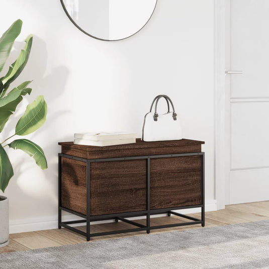 Vidaxl opbergbox met deksel 80x40x51,5 cm bewerkt hout bruin eiken